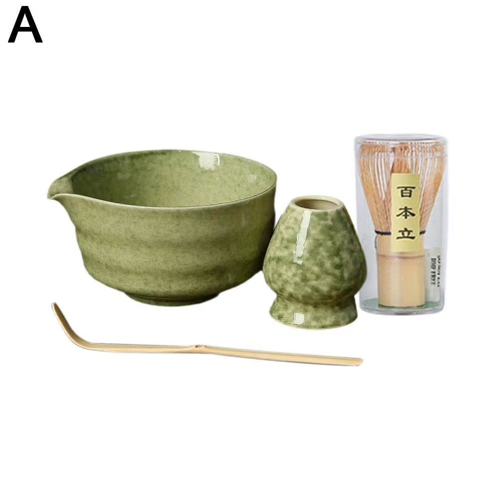 NEW High-End 4Pcs/Set Japanese Ceramic Matcha Gift Box Matcha Tea Set with Whisk and Bowl Sumptuous Grinder Brush Tea Tools Hold