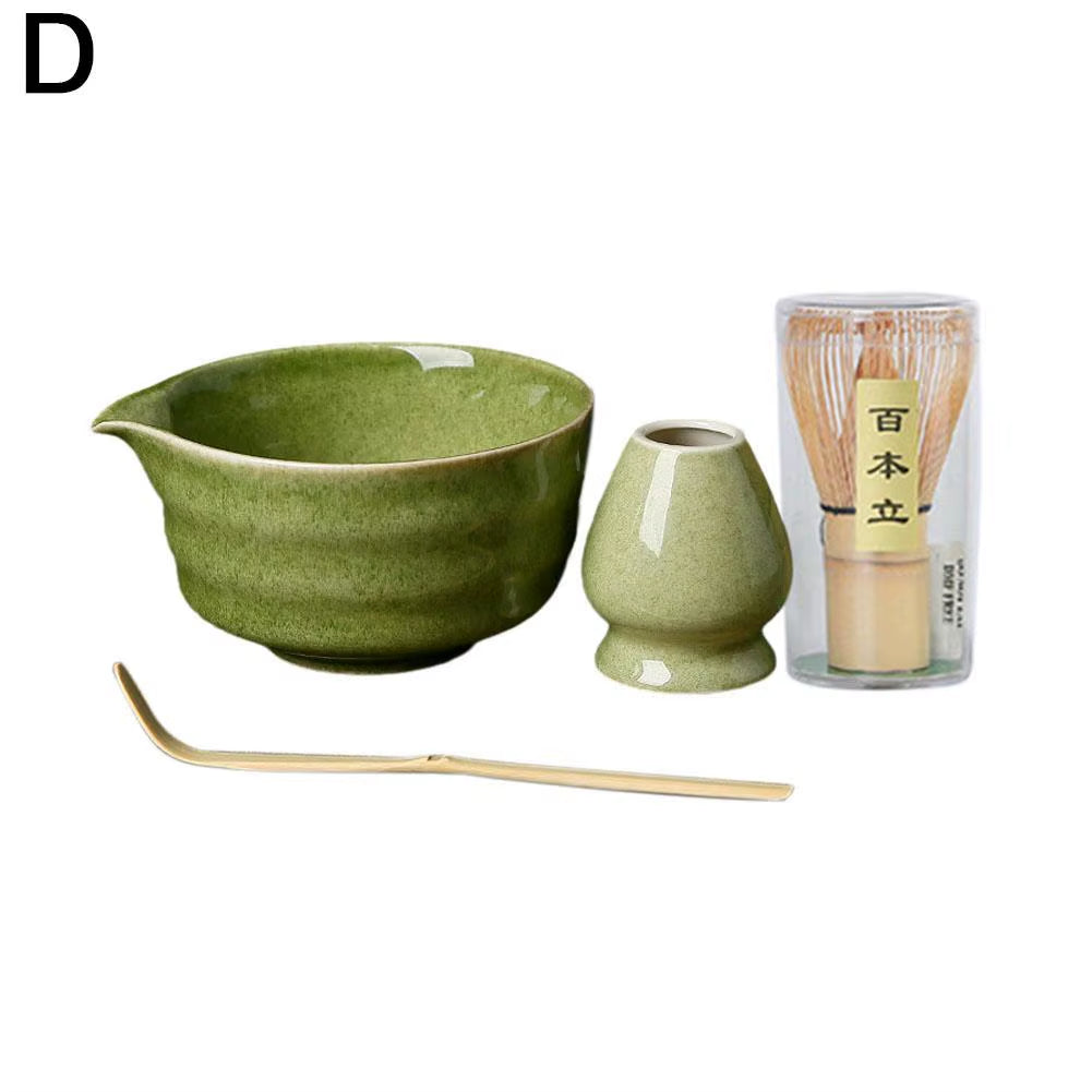 NEW High-End 4Pcs/Set Japanese Ceramic Matcha Gift Box Matcha Tea Set with Whisk and Bowl Sumptuous Grinder Brush Tea Tools Hold