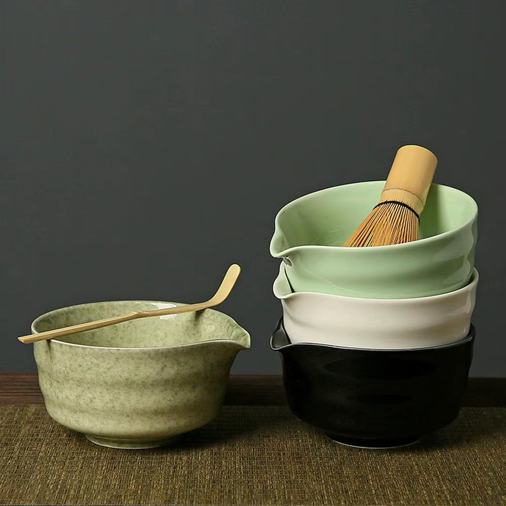 NEW High-End 4Pcs/Set Japanese Ceramic Matcha Gift Box Matcha Tea Set with Whisk and Bowl Sumptuous Grinder Brush Tea Tools Hold