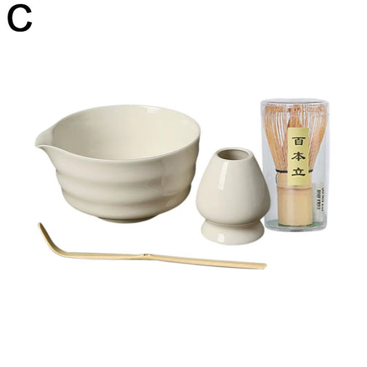 NEW High-End 4Pcs/Set Japanese Ceramic Matcha Gift Box Matcha Tea Set with Whisk and Bowl Sumptuous Grinder Brush Tea Tools Hold